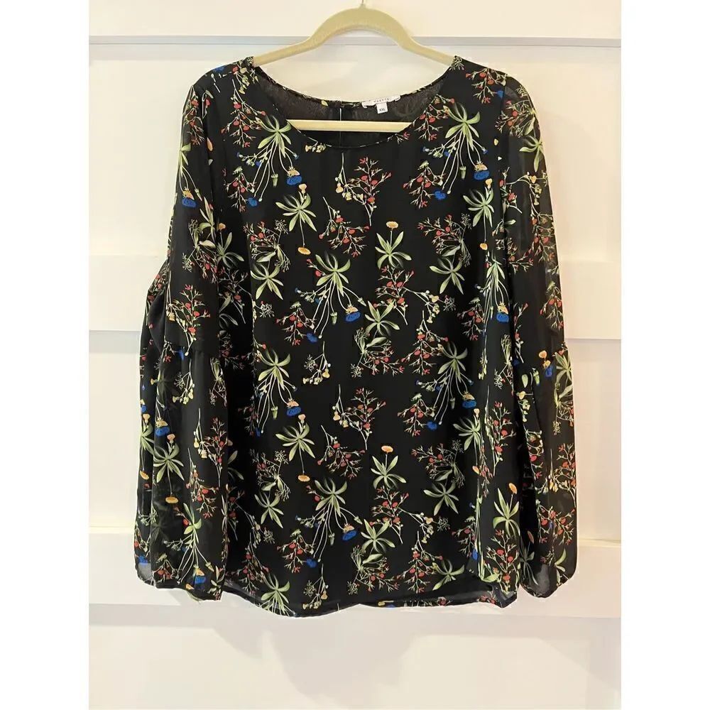 Stella & Dot Anthropologie Maette floral long sleeve work blouse